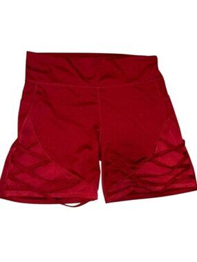 Kore Womens Red High-Waist Athletic Shorts With Criss-Cross Design Size 3X Made